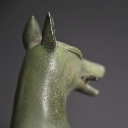 A pair of Bronze Kitsune, Sacred Inari Shinto Shrine Foxes