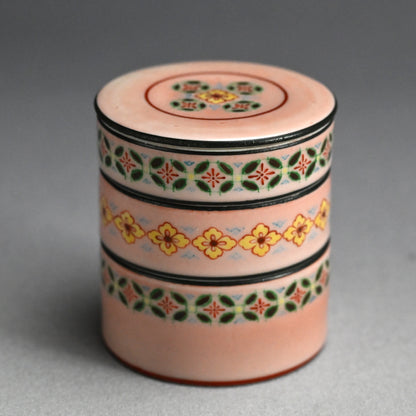 Pink Glazed Tiered Pottery Box ー四代 清水 六兵衛 “色繪 三個重 蓋物”