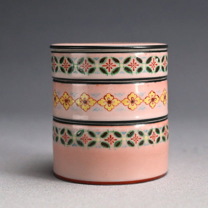 Pink Glazed Tiered Pottery Box ー四代 清水 六兵衛 “色繪 三個重 蓋物”