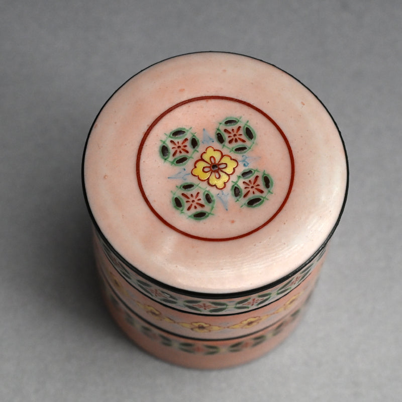 Pink Glazed Tiered Pottery Box ー四代 清水 六兵衛 “色繪 三個重 蓋物”