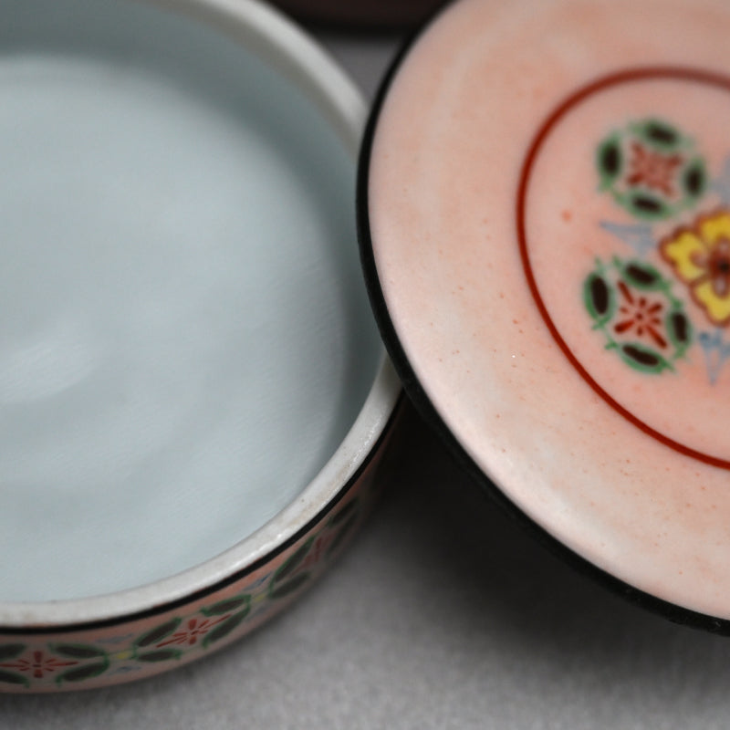 Pink Glazed Tiered Pottery Box ー四代 清水 六兵衛 “色繪 三個重 蓋物”