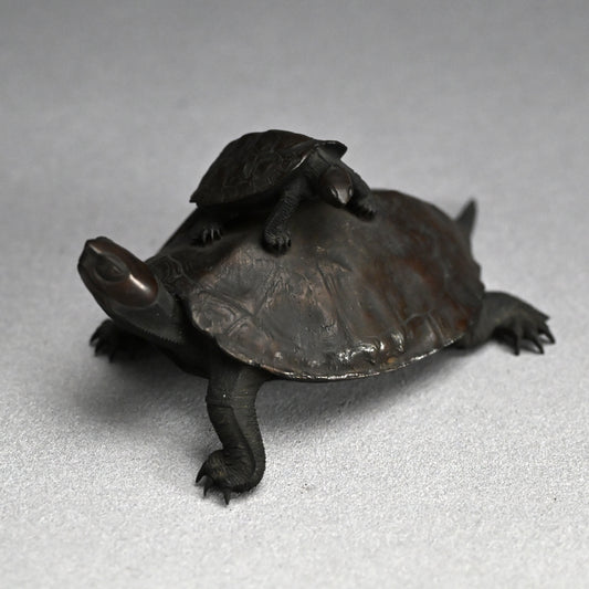 Antique Japanese Bronze Turtle Okimono