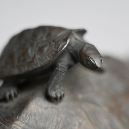 Antique Japanese Bronze Turtle Okimono