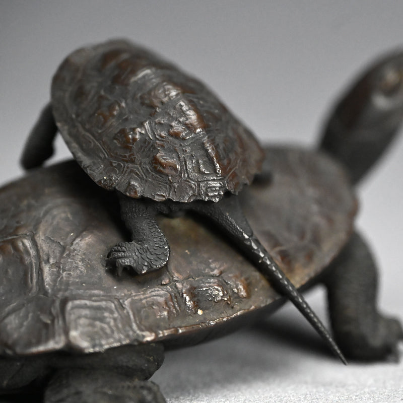 Antique Japanese Bronze Turtle Okimono