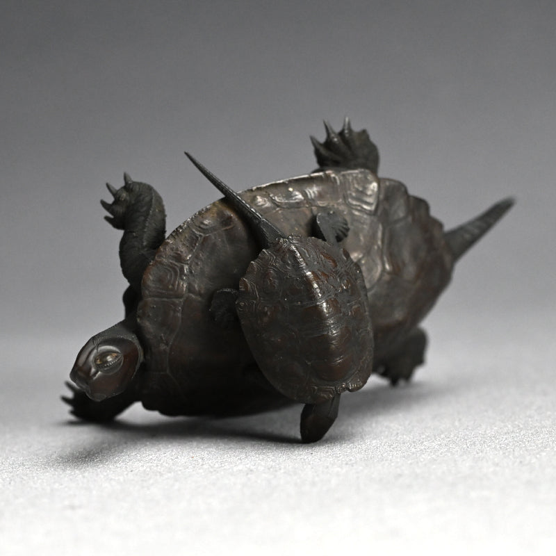 Antique Japanese Bronze Turtle Okimono