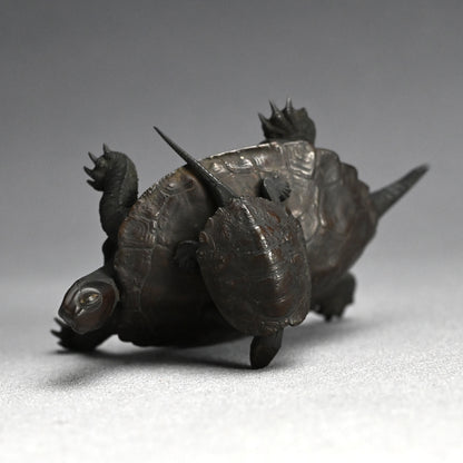 Antique Japanese Bronze Turtle Okimono