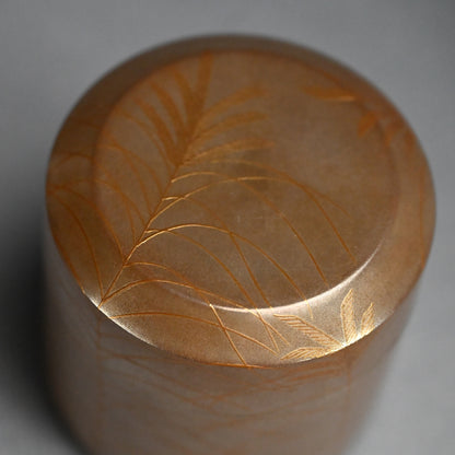 Refined Silver Makie Natsume Tea Caddy ー渡辺 松悦 "武蔵野蒔絵 雪吹"