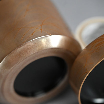 Refined Silver Makie Natsume Tea Caddy ー渡辺 松悦 "武蔵野蒔絵 雪吹"