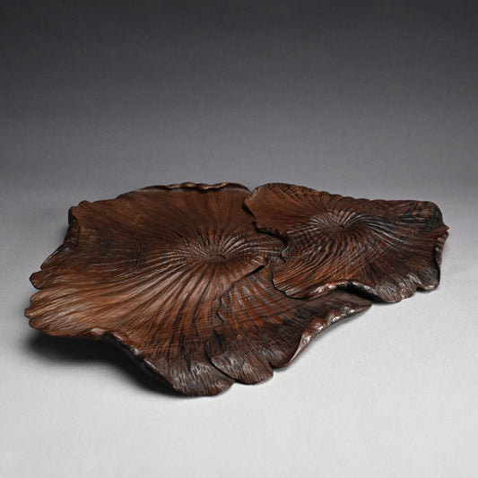 Tremendous Antique Carved Habon Leaf Tray