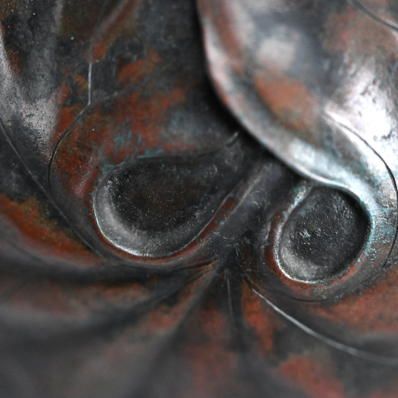 Antique Japanese Broad Leaf Sculpted Bronze Vase