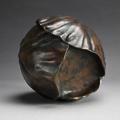 Antique Japanese Broad Leaf Sculpted Bronze Vase