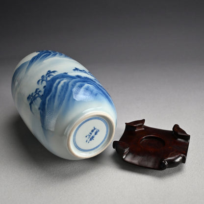 Porcelain Landscape Vase ー宮川 (真葛) 香山 “青華 山水之図 花瓶”