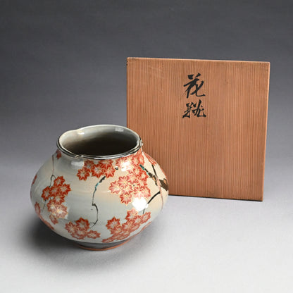 Porcelain Vase, Momiji ー宮川 (真葛) 香山 “乾山 紅葉之畫 花瓶”