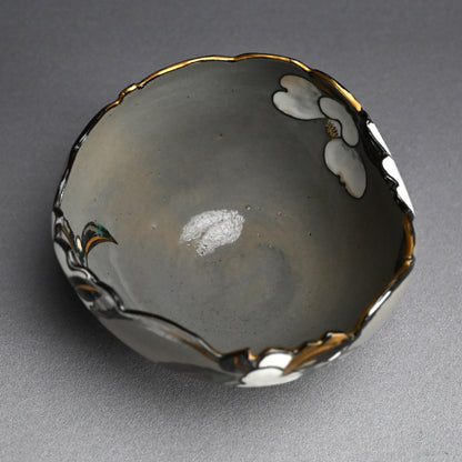Antique Pottery Bowl, Camellia ー宮川 (真葛) 香山 “乾山意 玉椿之畫 菓子器”