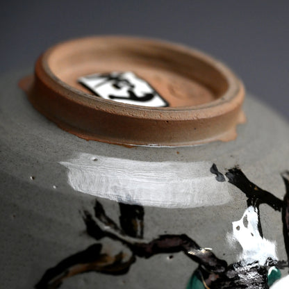 Antique Pottery Bowl, Camellia ー宮川 (真葛) 香山 “乾山意 玉椿之畫 菓子器”
