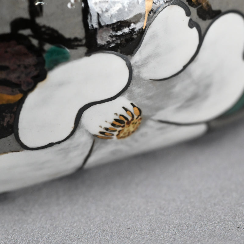 Antique Pottery Bowl, Camellia ー宮川 (真葛) 香山 “乾山意 玉椿之畫 菓子器”