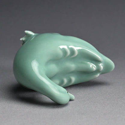 Antique Porcelain Duck Okimono ー宮川 (真葛) 香山 “青磁釉 漢式鴨 置物”