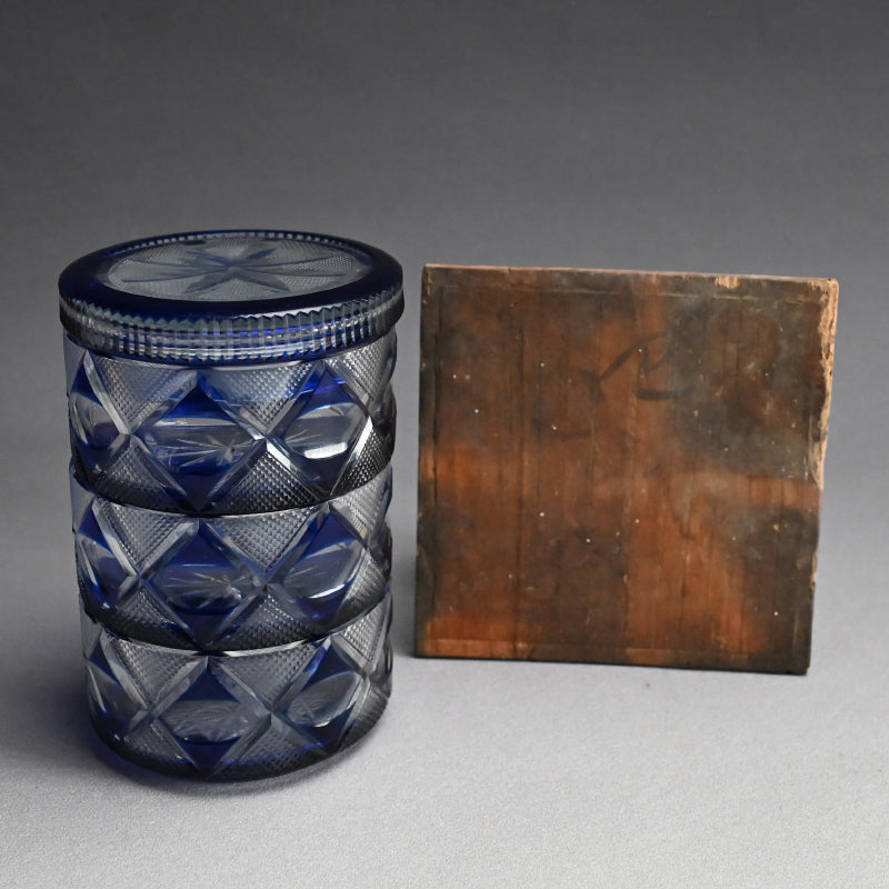 Antique Japanese Kiriko Cut Glass Stacking Box Set