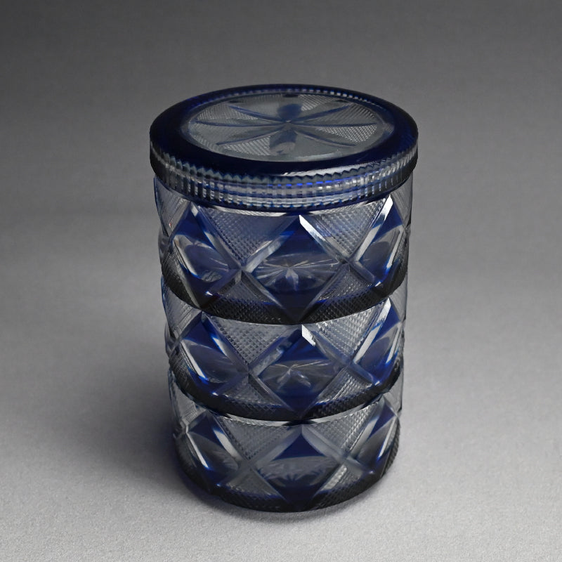Antique Japanese Kiriko Cut Glass Stacking Box Set