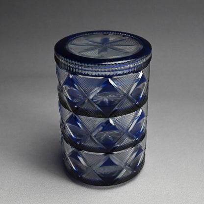 Antique Japanese Kiriko Cut Glass Stacking Box Set