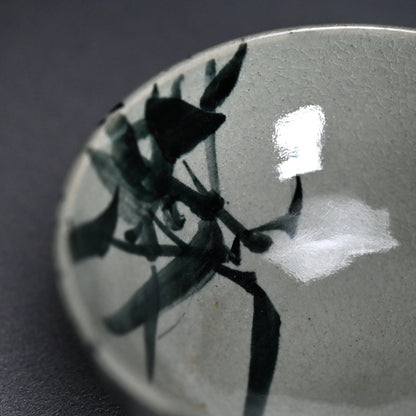 Antique Asahiyaki Chawan Tea Bowl Decorated ー竹内 栖鳳 "朝日焼茶盌 墨竹”