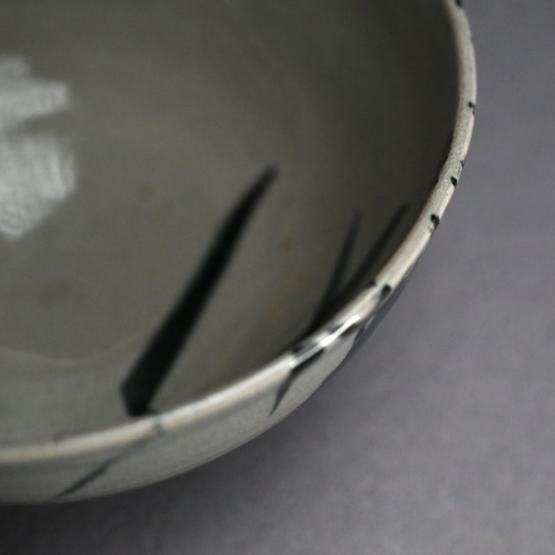 Antique Asahiyaki Chawan Tea Bowl Decorated ー竹内 栖鳳 "朝日焼茶盌 墨竹”
