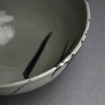 Antique Asahiyaki Chawan Tea Bowl Decorated ー竹内 栖鳳 "朝日焼茶盌 墨竹”