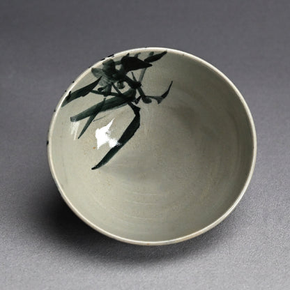Antique Asahiyaki Chawan Tea Bowl Decorated ー竹内 栖鳳 "朝日焼茶盌 墨竹”