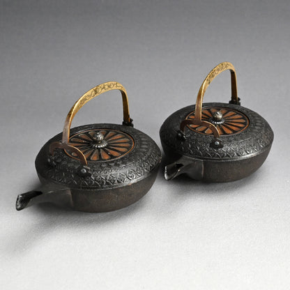 Pr. Mid Edo period Iron Sake Kettles, 1760