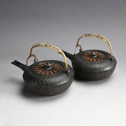 Pr. Mid Edo period Iron Sake Kettles, 1760
