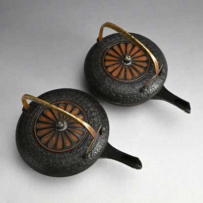 Pr. Mid Edo period Iron Sake Kettles, 1760