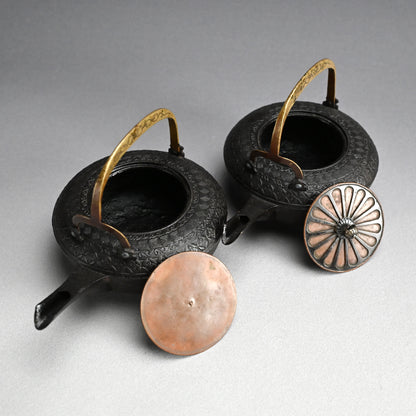 Pr. Mid Edo period Iron Sake Kettles, 1760