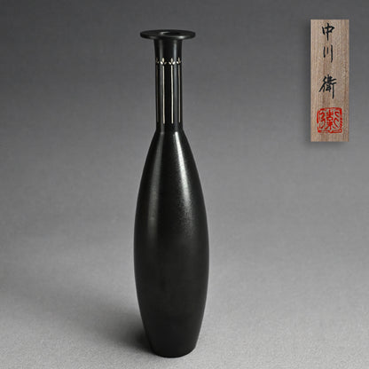 Silver Inlay Bronze Vase by LNT ー中川 衛 “銀象嵌花器芽生え”