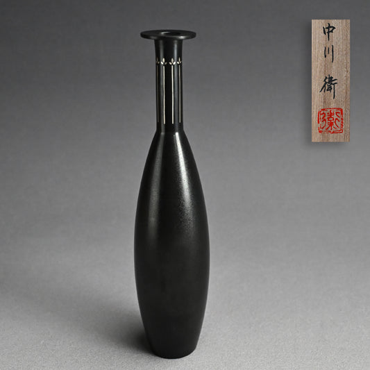 Silver Inlay Bronze Vase by LNT ー中川 衛 “銀象嵌花器芽生え”