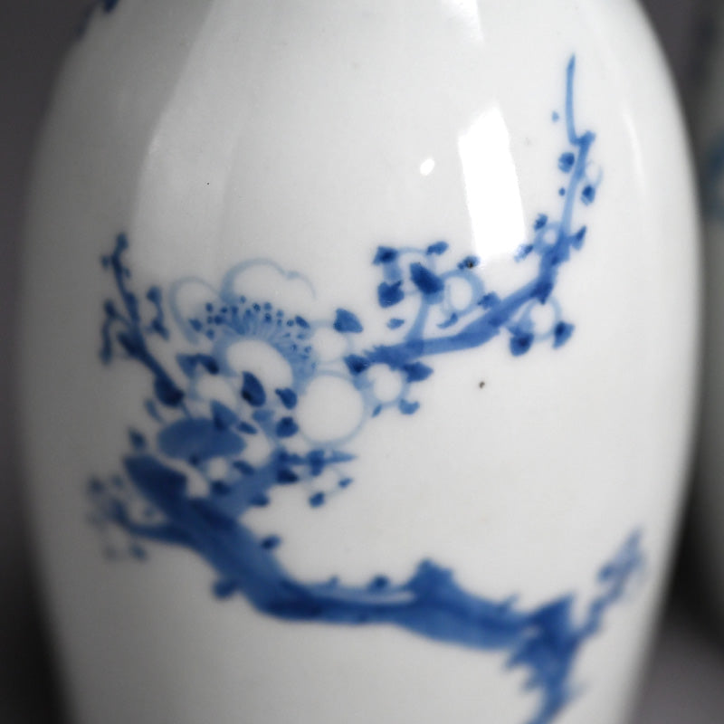 Shonen & Chikusen pair Tokkuri Sake Flasks ー鈴木 松年, 三浦 竹泉 “松年筆 竹泉造 梅画徳利盃”
