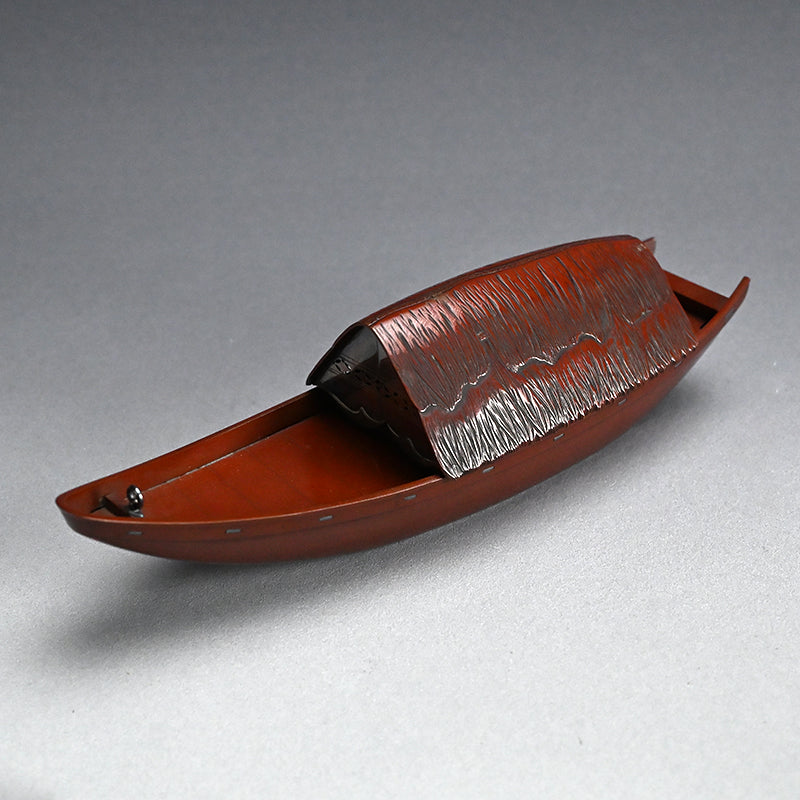Spectacular Silver & Red-Bronze Boat Shaped Tsuri Koro Censer