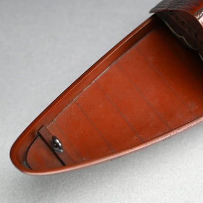 Spectacular Silver & Red-Bronze Boat Shaped Tsuri Koro Censer