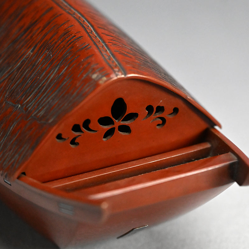 Spectacular Silver & Red-Bronze Boat Shaped Tsuri Koro Censer