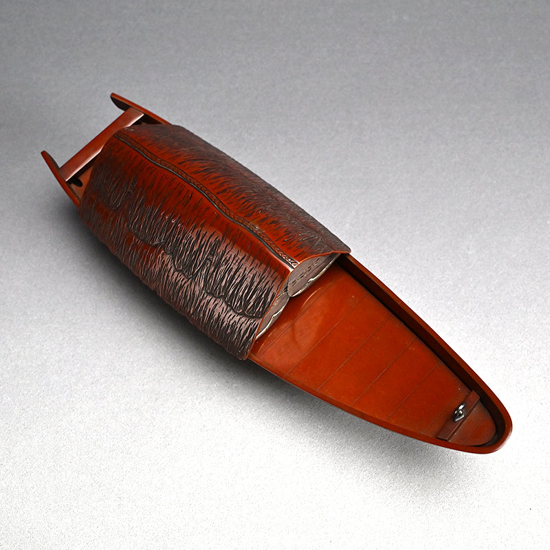 Spectacular Silver & Red-Bronze Boat Shaped Tsuri Koro Censer