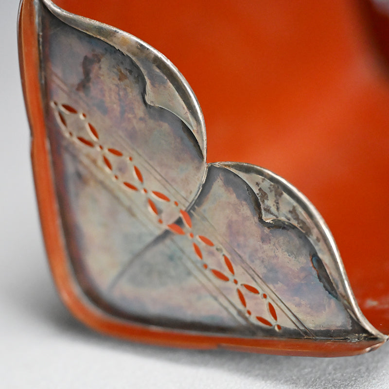 Spectacular Silver & Red-Bronze Boat Shaped Tsuri Koro Censer