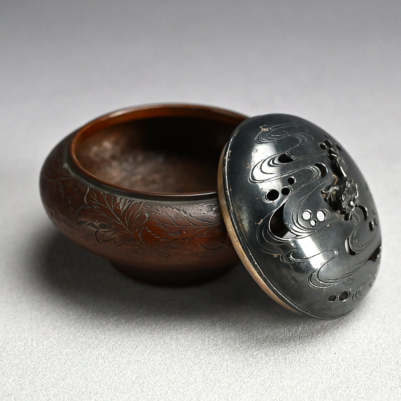 Antique Silver & Copper Koro Incense Burner