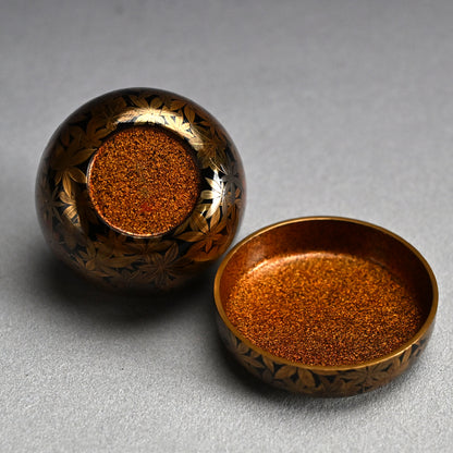 Antique Lacquer Natsume with Maple leaves by Shomosai ー松茂斎 “紅葉 平棗”