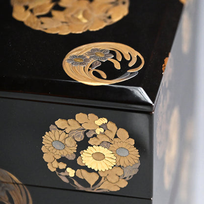 Exquisite Edo p. Japanese 4 Tiered Lacquer Box Set ー勝軍木庵 光英「花丸蒔画 重箱」