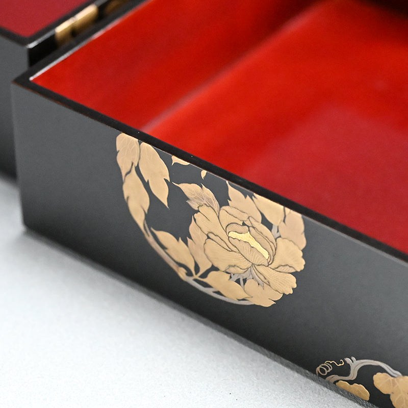 Exquisite Edo p. Japanese 4 Tiered Lacquer Box Set ー勝軍木庵 光英「花丸蒔画 重箱」
