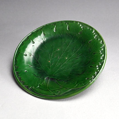 Edo to Meiji p. Green Glazed Ceramic Leaf Plate