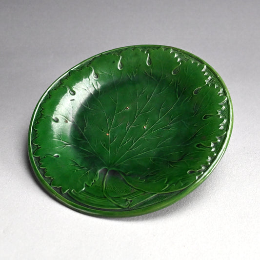 Edo to Meiji p. Green Glazed Ceramic Leaf Plate