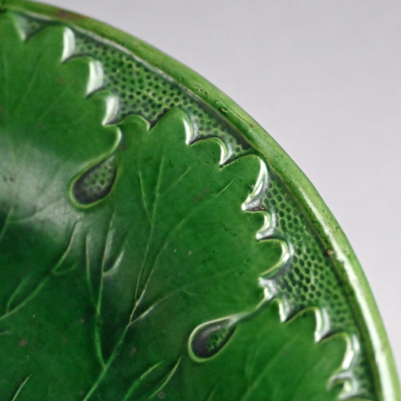 Edo to Meiji p. Green Glazed Ceramic Leaf Plate