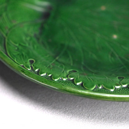 Edo to Meiji p. Green Glazed Ceramic Leaf Plate