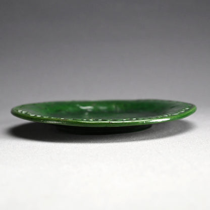 Edo to Meiji p. Green Glazed Ceramic Leaf Plate