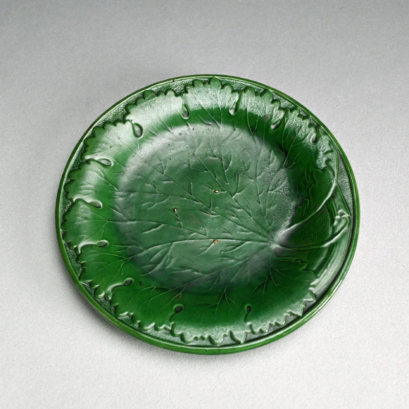 Edo to Meiji p. Green Glazed Ceramic Leaf Plate